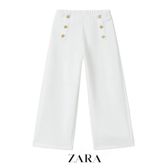 ZARA Kids | White | BUTTONED CULOTTES - Picture 1 of 6